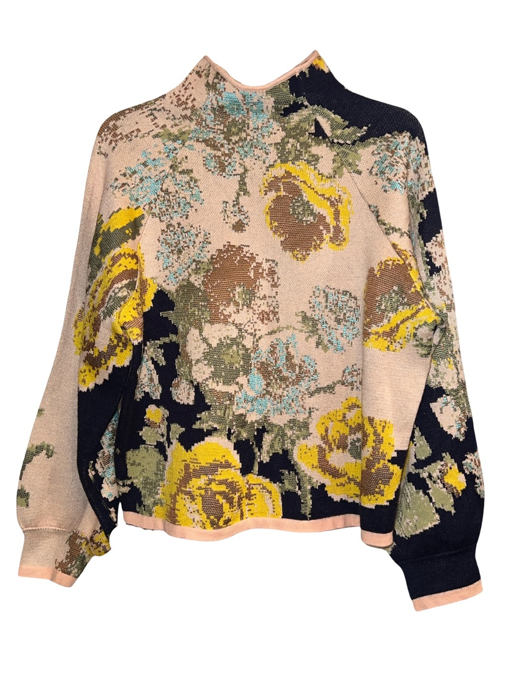 Anthropologie Beatriz Floral Patterned Mock Neck Sweater Medium New